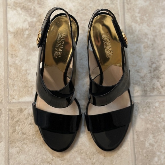 Michael Kors Joselle Open Toe Black Patent Heels - Picture 4 of 7